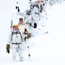 28. februar: Kronprins Haakon deltar i 75-årsmarkeringen for Tungtvannsaksjonen på Vemork. Han gikk deler av sabotørruten sammen med med soldater fra Forsvarets spesialstyrker. Foto: Håkon Mosvold Larsen / NTB scanpix